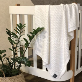 Плед Msonya В'язаний дрібний ромб білий