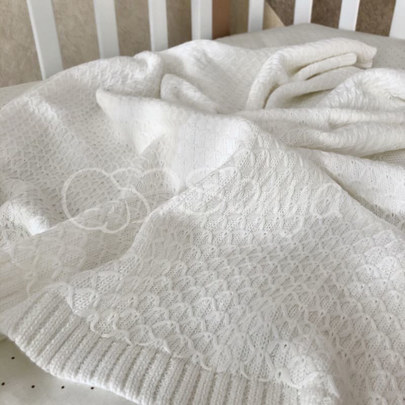 Плед Msonya В'язаний дрібний ромб білий