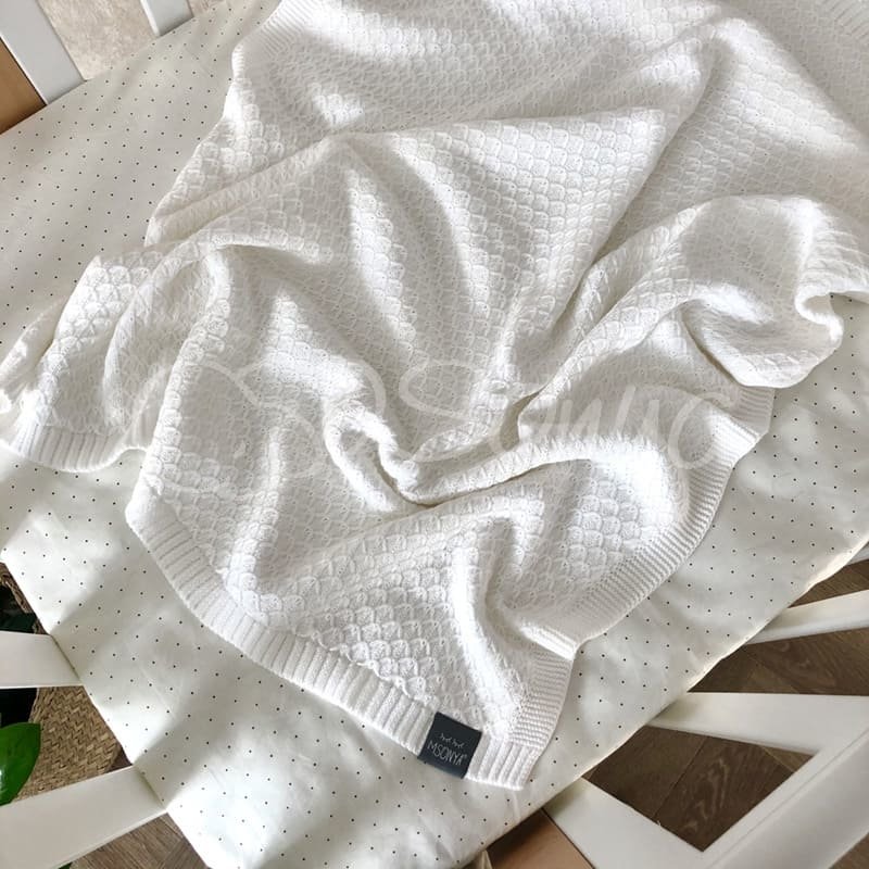 Плед Msonya В'язаний дрібний ромб білий