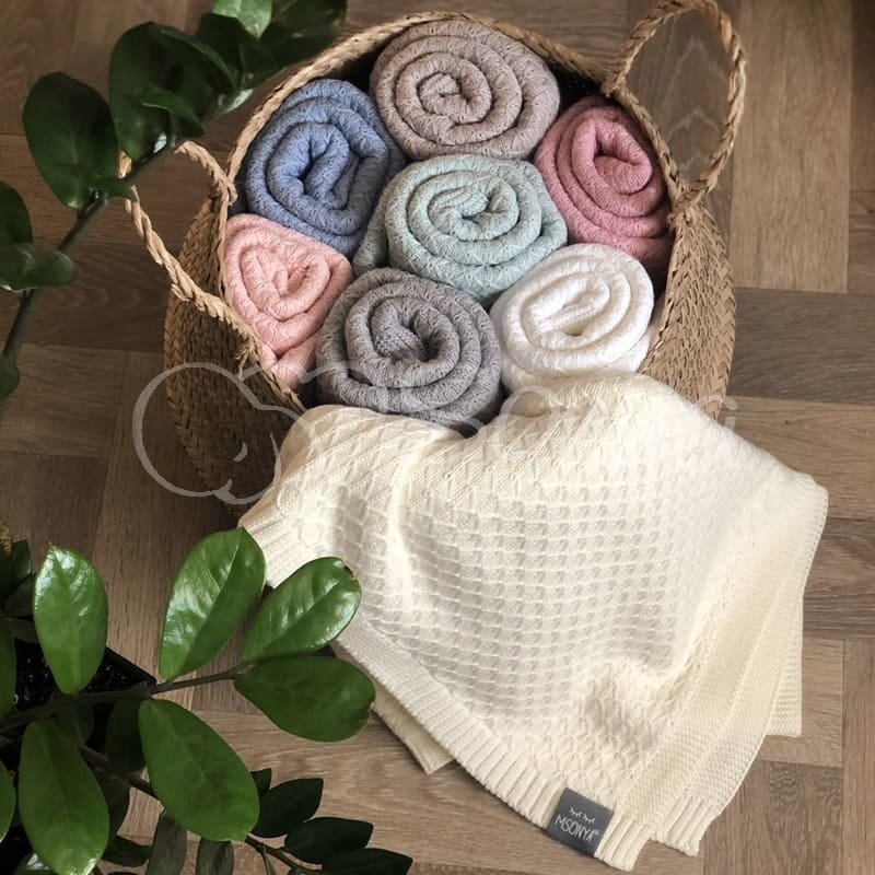 Плед Msonya В'язаний дрібний ромб білий