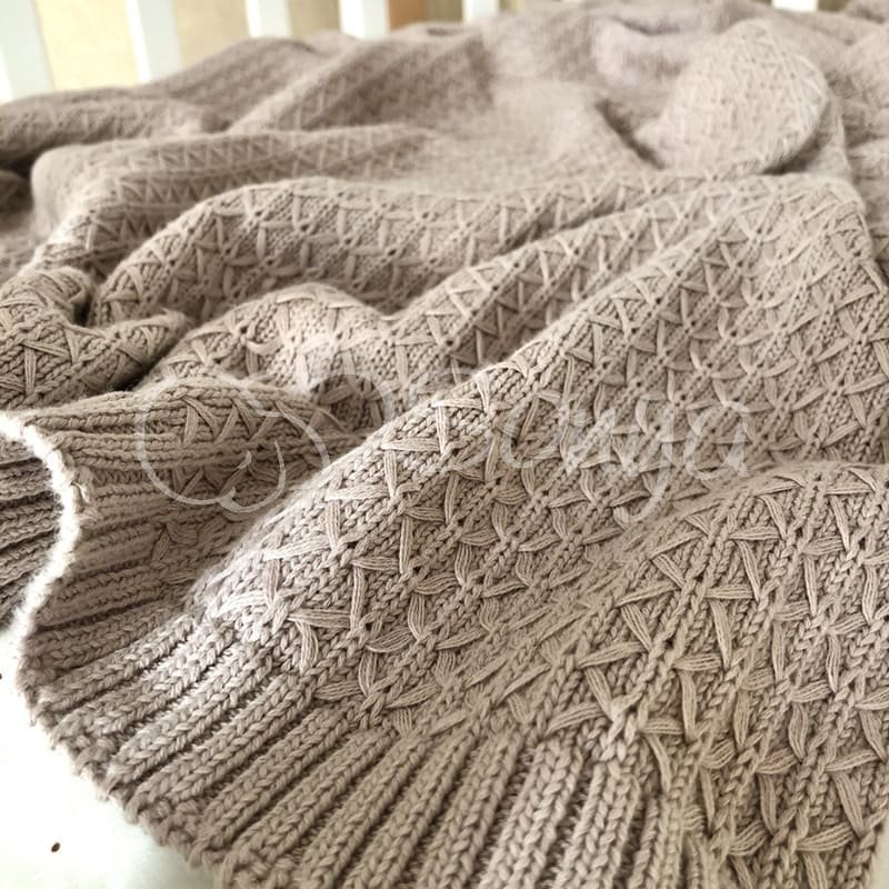 Плед Msonya В'язаний дрібний ромб моко