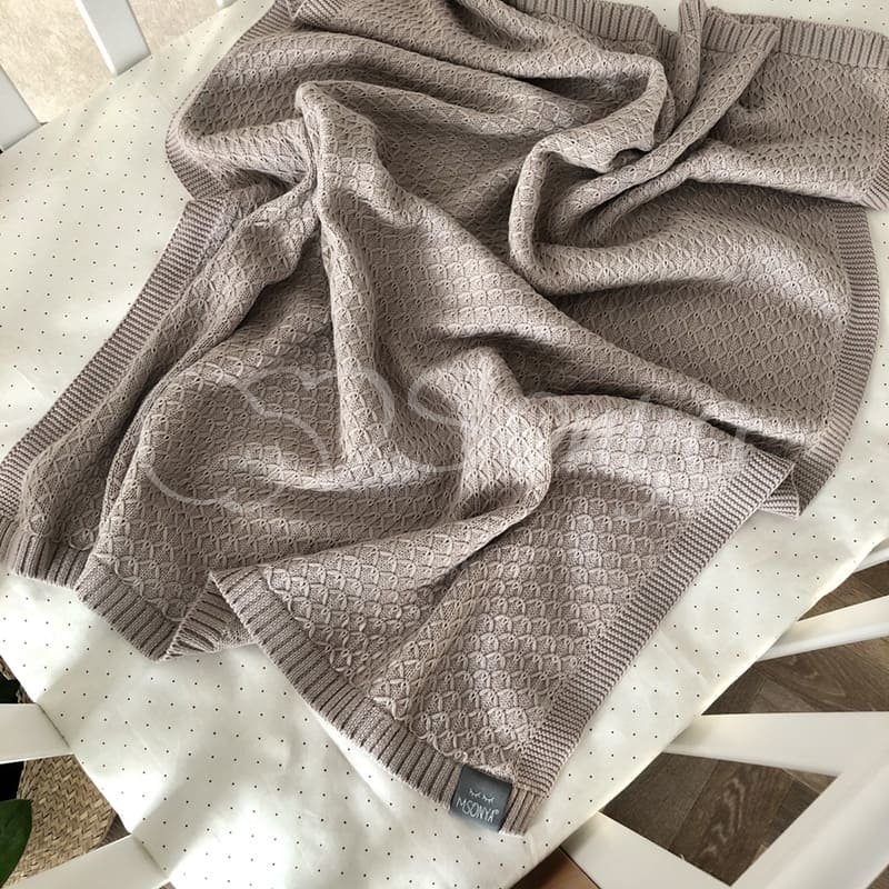 Плед Msonya В'язаний дрібний ромб моко