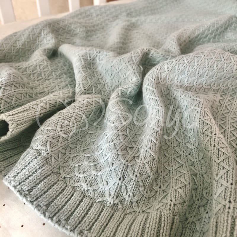 Плед Msonya В'язаний дрібний ромб м'ятний світлий