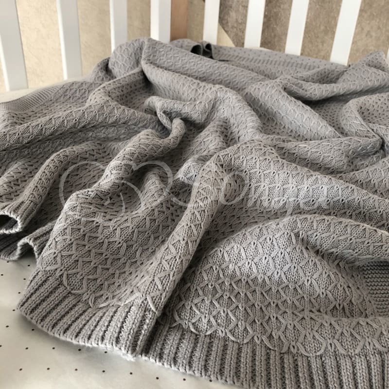 Плед Msonya В'язаний дрібний ромб сірий