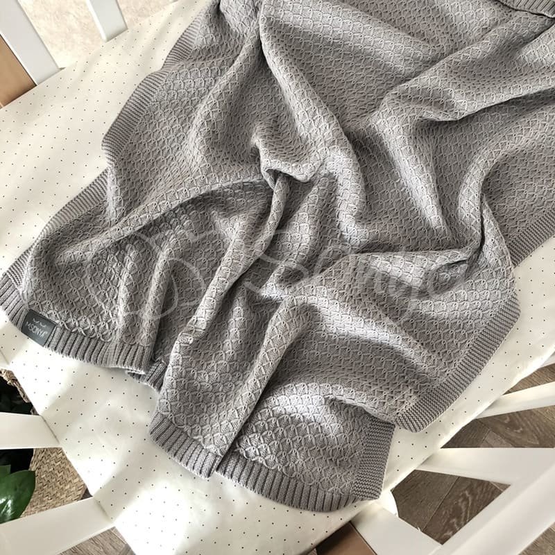 Плед Msonya В'язаний дрібний ромб сірий