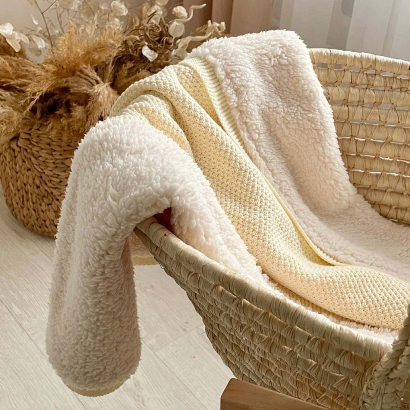 Плед Msonya бавовна Тедді Рогожка молочний