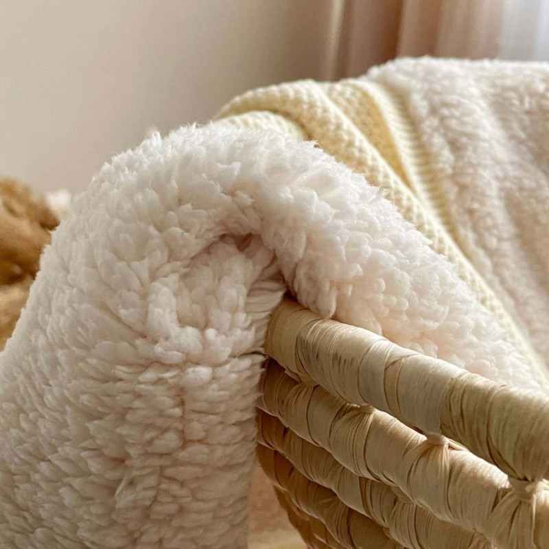 Плед Msonya бавовна Тедді Рогожка молочний