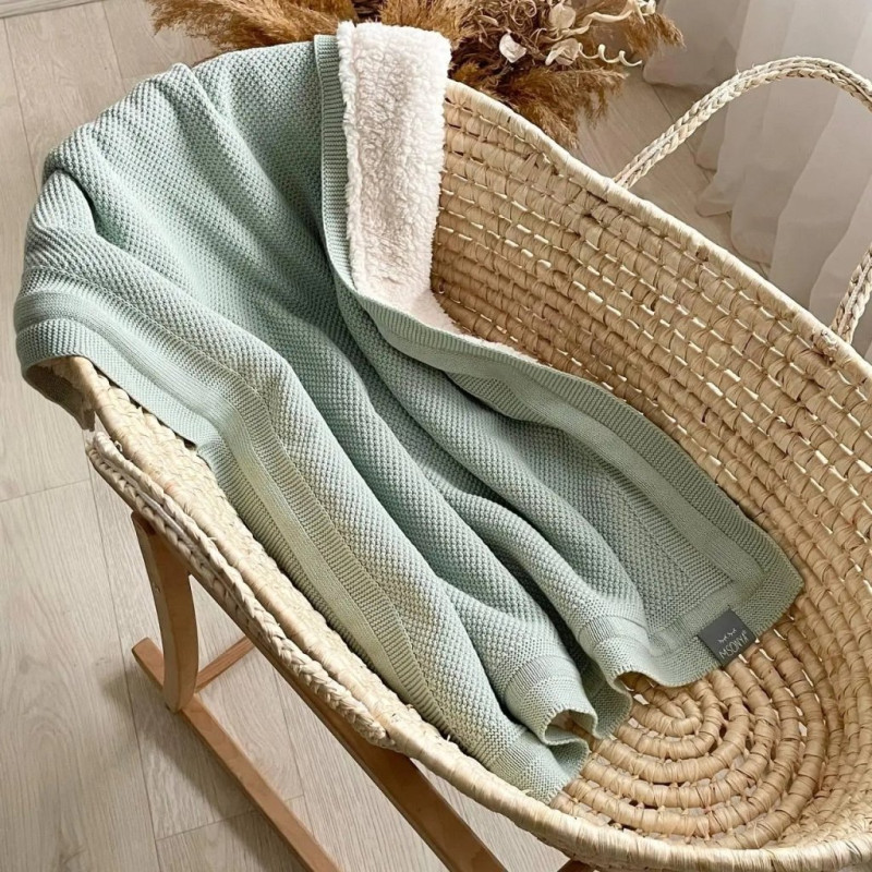 Плед Msonya бавовна Тедді Рогожка світла м'ята