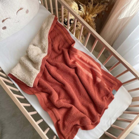 Плед Msonya бавовна Тедді Рогожка теракот