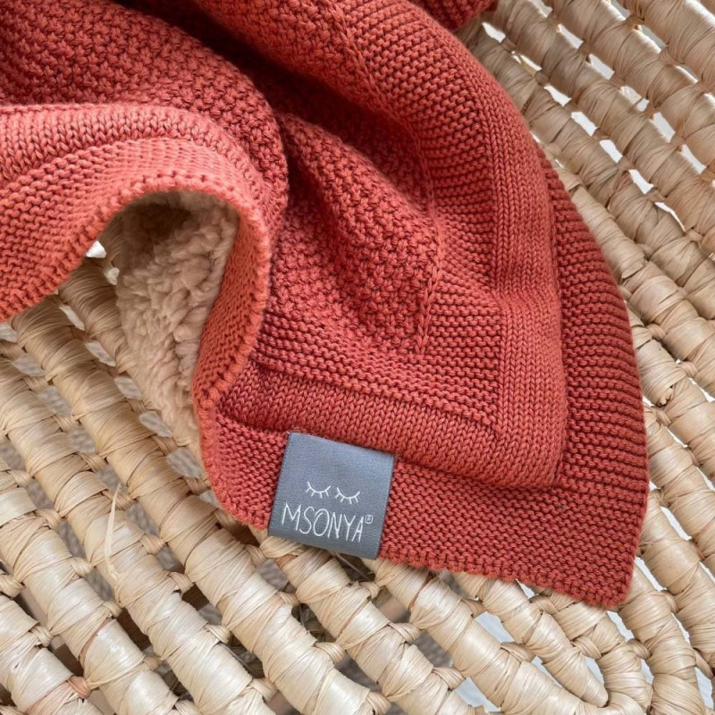 Плед Msonya бавовна Тедді Рогожка теракот