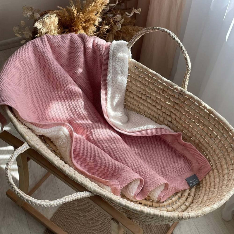 Плед Msonya бавовна Тедді Рогожка пудра