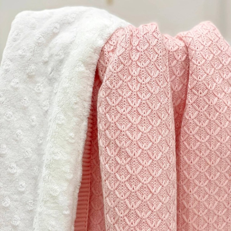 Плед Msonya в'язаний утеплений дрібний ромб персик