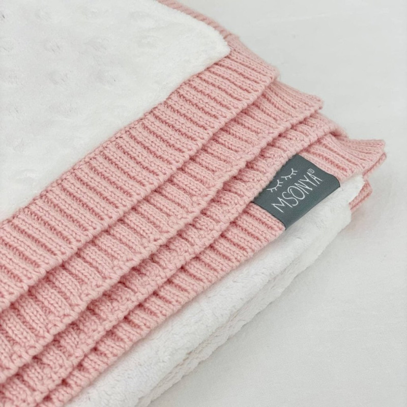 Плед Msonya в'язаний утеплений дрібний ромб персик