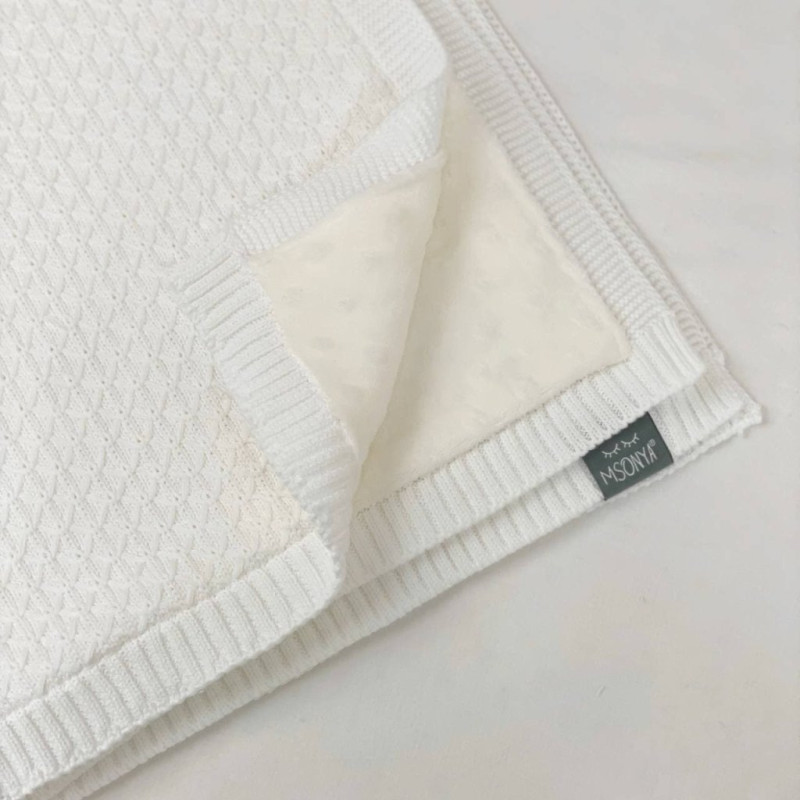 Плед Msonya в'язаний утеплений дрібний ромб білий