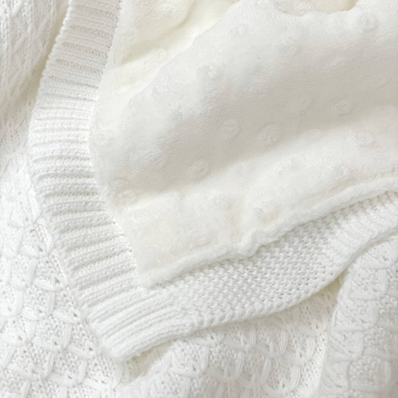 Плед Msonya в'язаний утеплений дрібний ромб білий