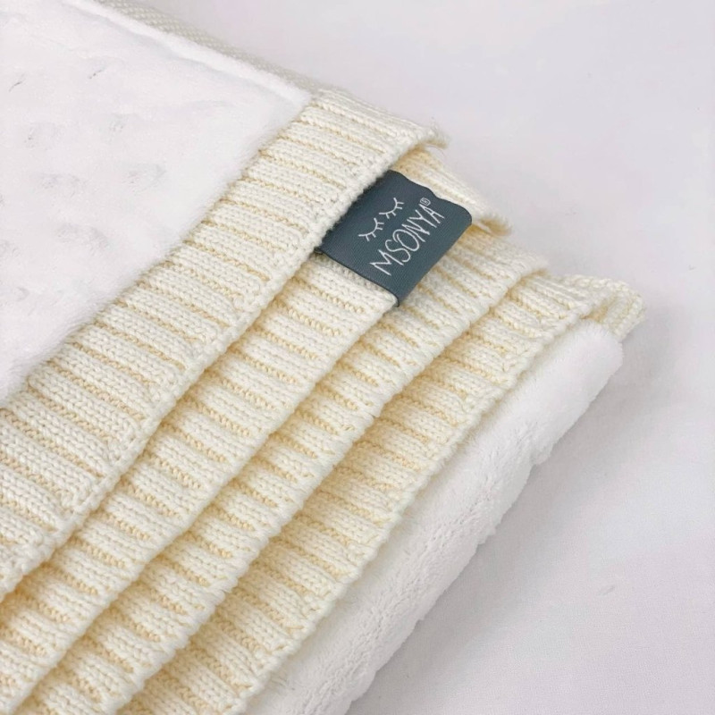 Плед Msonya в'язаний утеплений дрібний ромб молочний