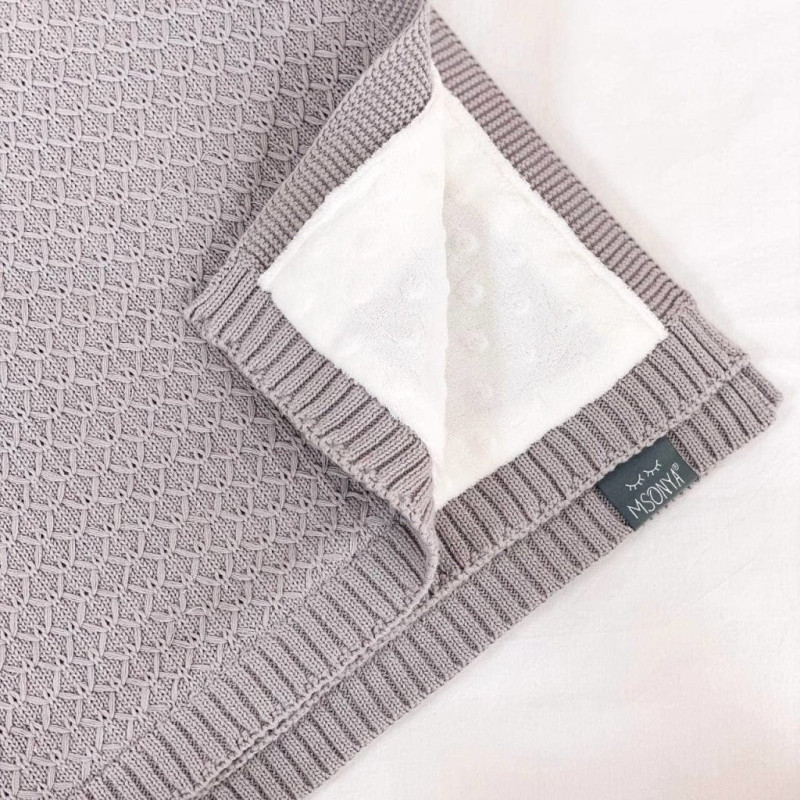 Плед Msonya в'язаний утеплений дрібний ромб моко