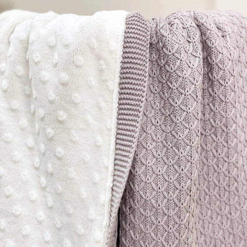 Плед Msonya в'язаний утеплений дрібний ромб моко