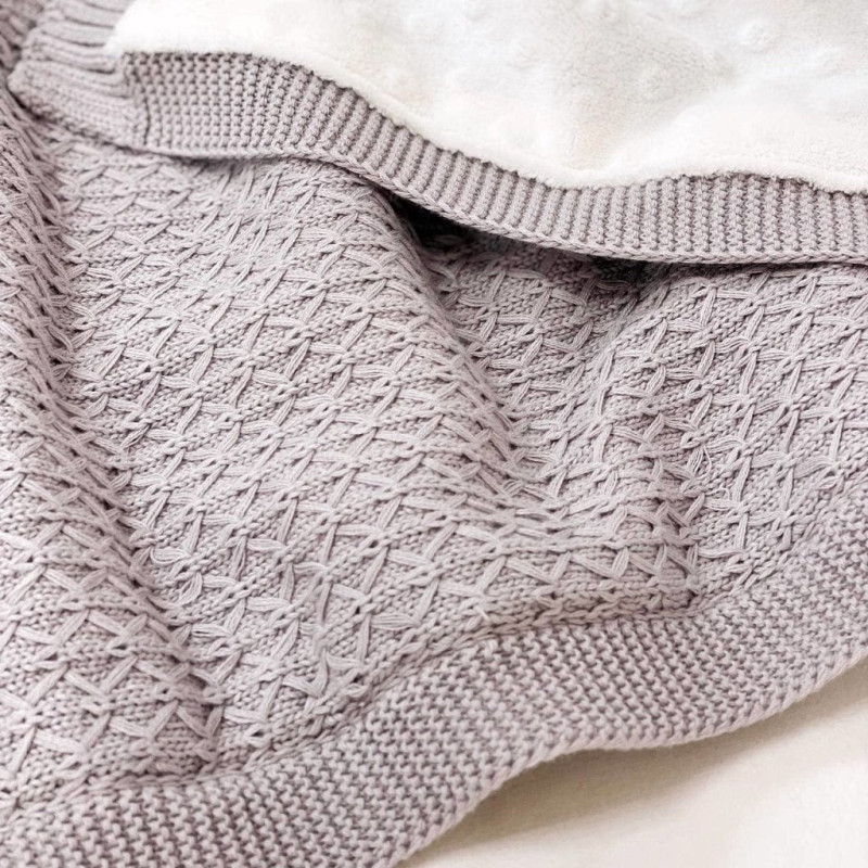 Плед Msonya в'язаний утеплений дрібний ромб моко