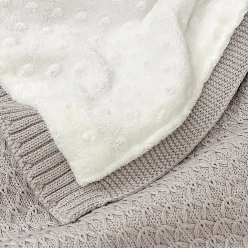 Плед Msonya в'язаний утеплений дрібний ромб сірий