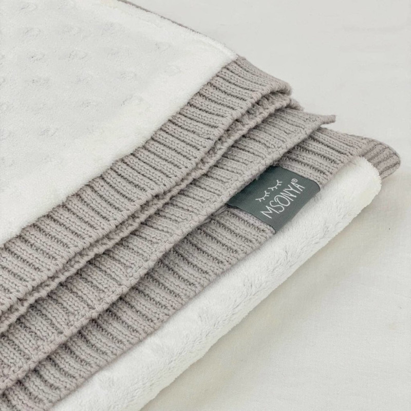 Плед Msonya в'язаний утеплений дрібний ромб сірий