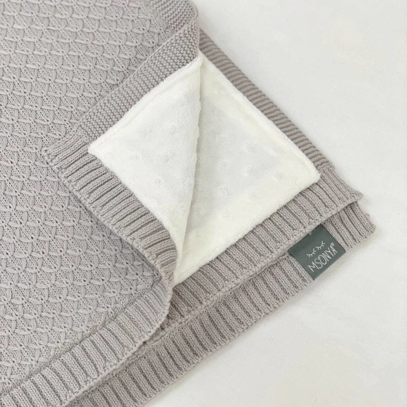 Плед Msonya в'язаний утеплений дрібний ромб сірий