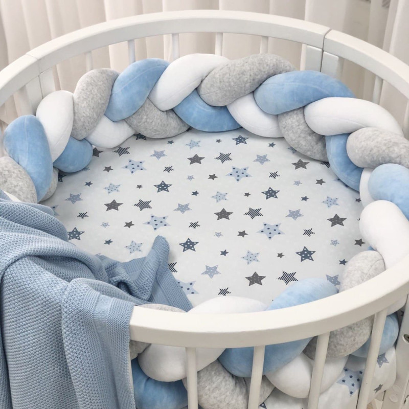 Постільна білизна Msonya Простирадло дитяче коло Старс сіро-блакитний