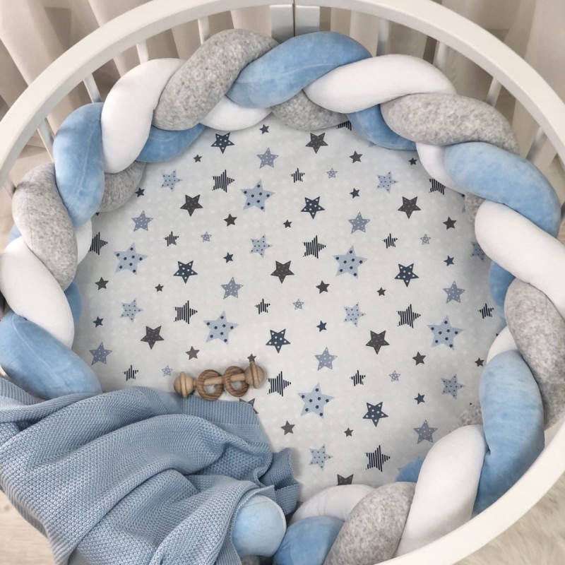 Постільна білизна Msonya Простирадло дитяче коло Старс сіро-блакитний