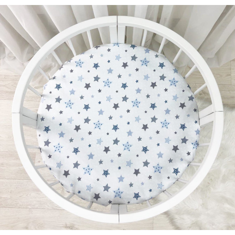 Постільна білизна Msonya Простирадло дитяче коло Старс сіро-блакитний