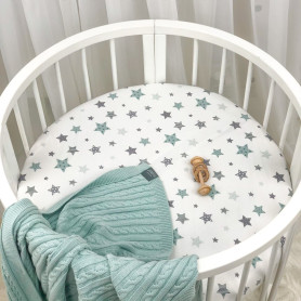 Постільна білизна Msonya Простирадло дитяче коло Старс м'ята
