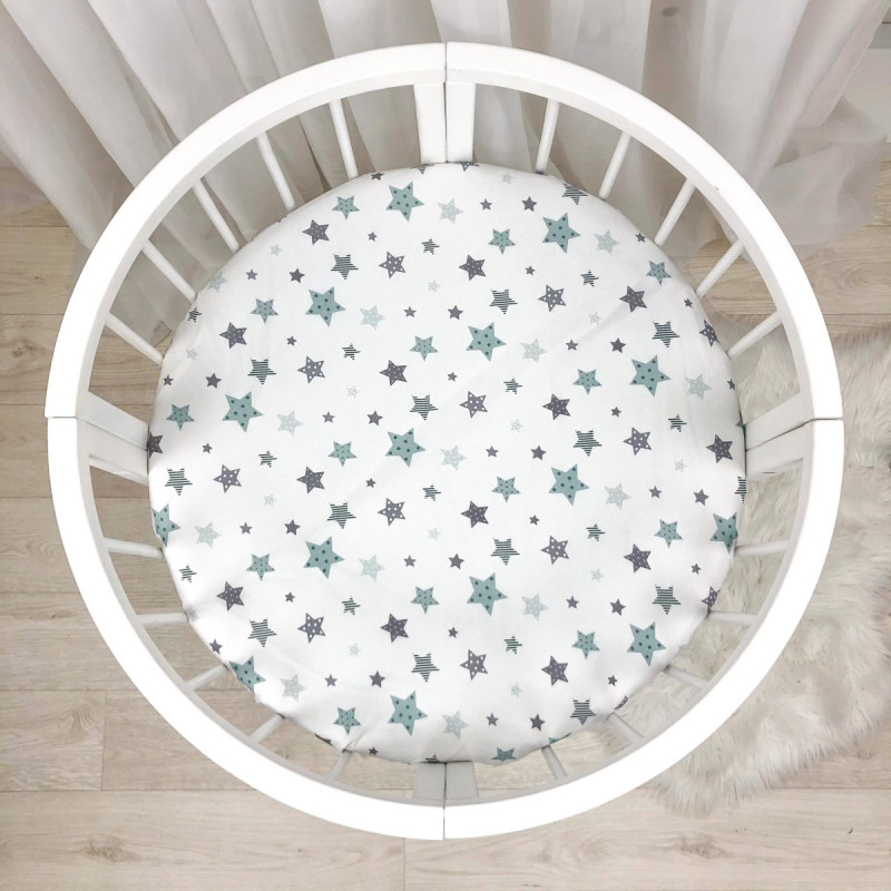 Постільна білизна Msonya Простирадло дитяче коло Старс м'ята