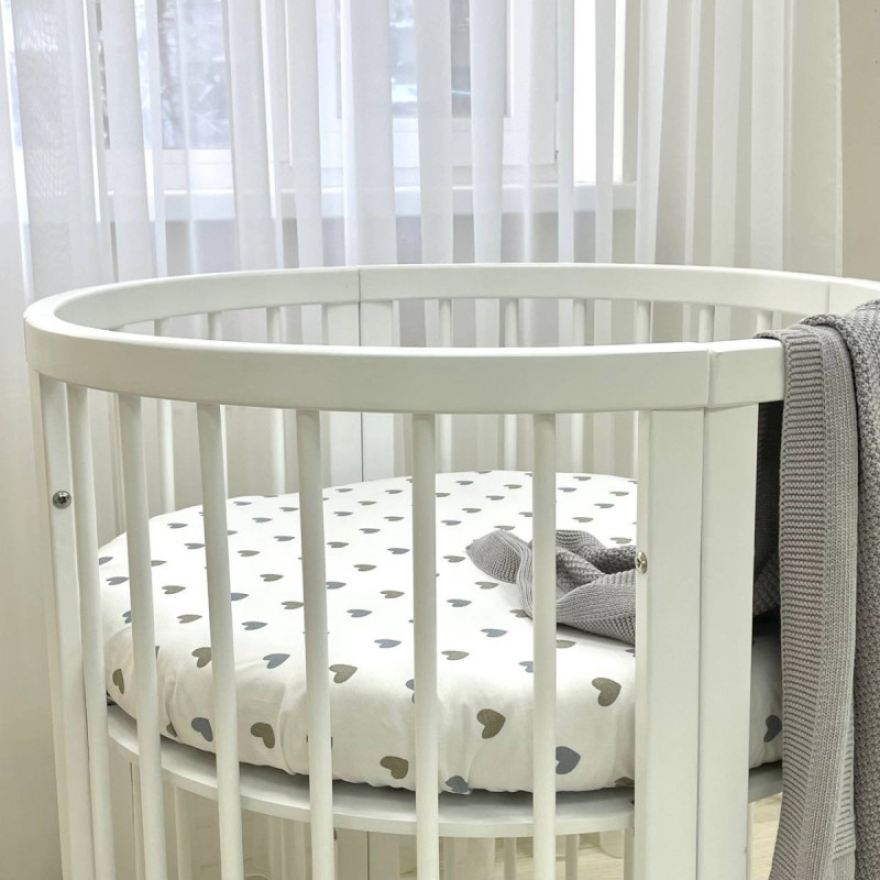 Постільна білизна Msonya Простирадло дитяче коло Сердечка сіро-бежеві