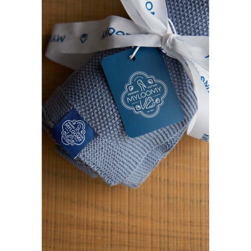 Плед MYLOOMY вʼязаний , 70х100 см синій