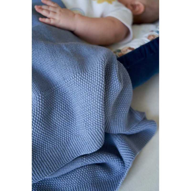 Плед MYLOOMY вʼязаний , 70х100 см синій