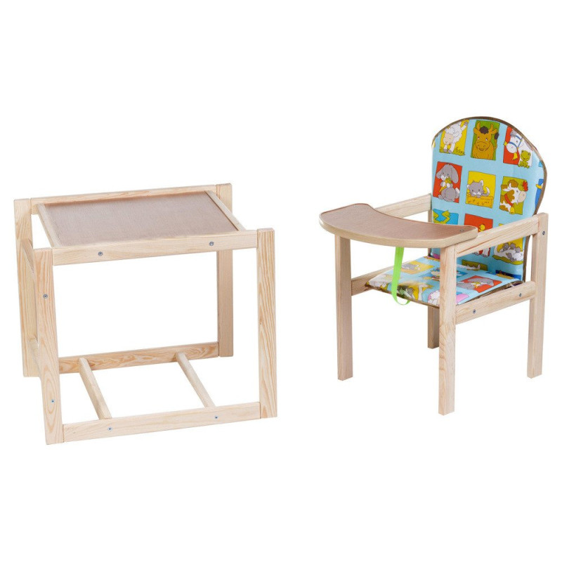 Стілець Наталка трансформер Зайчик-11 eko блакитний тварини у квадратах