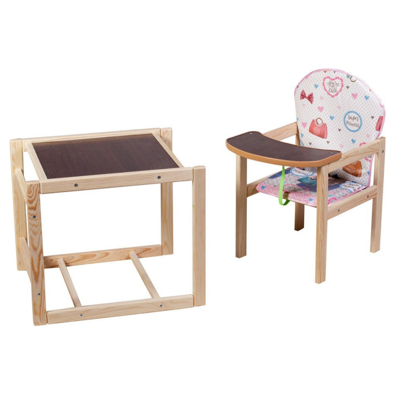 Стілець Наталка трансформер Зайчик-11 eko білий серця, сумки, бантики