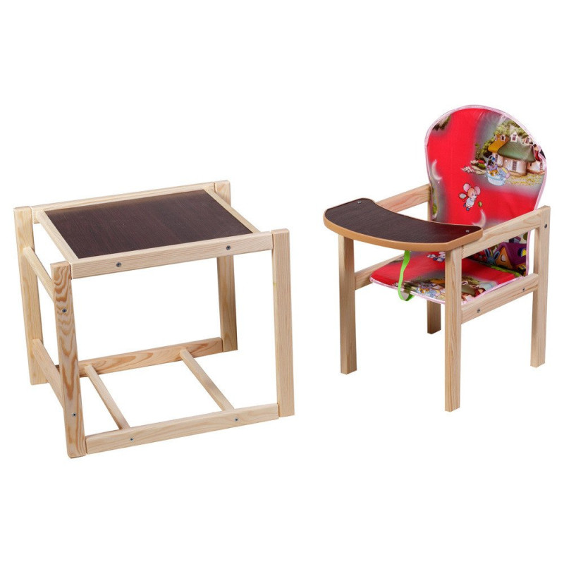 Стілець Наталка трансформер Зайчик-11 eko червоний мишки, будиночки