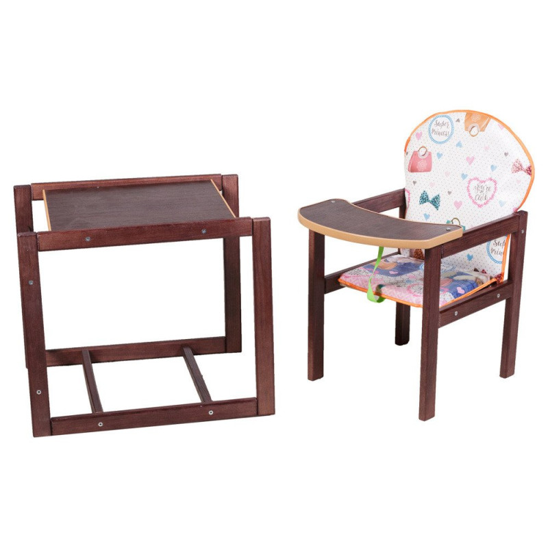 Стілець Наталка трансформер Зайчик-22 темний білий серця, сумки, бантики