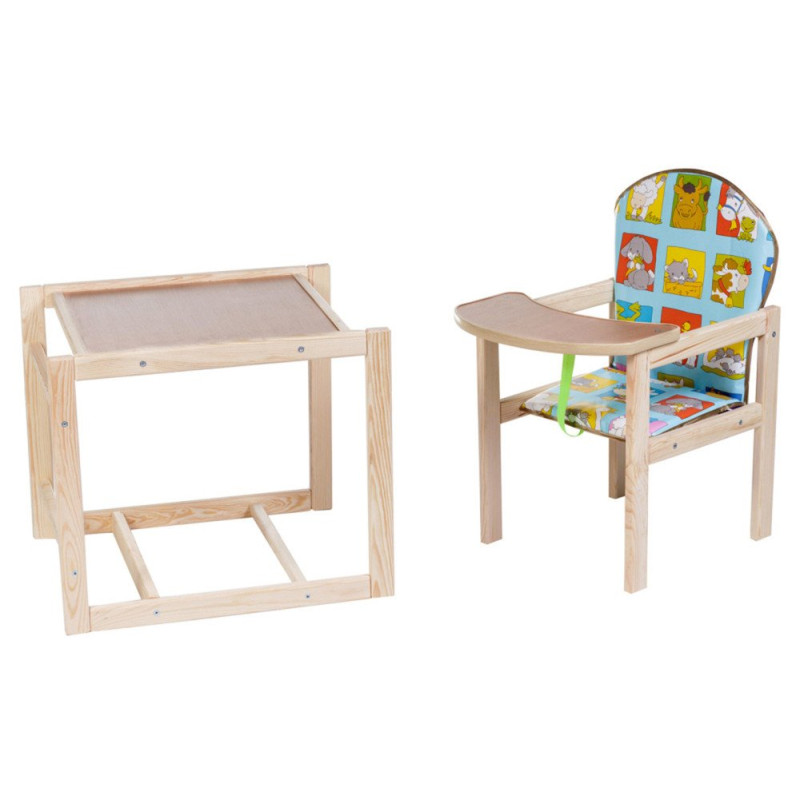 Стілець Наталка трансформер Зайчик-01 економ блакитний тварини у квадратах