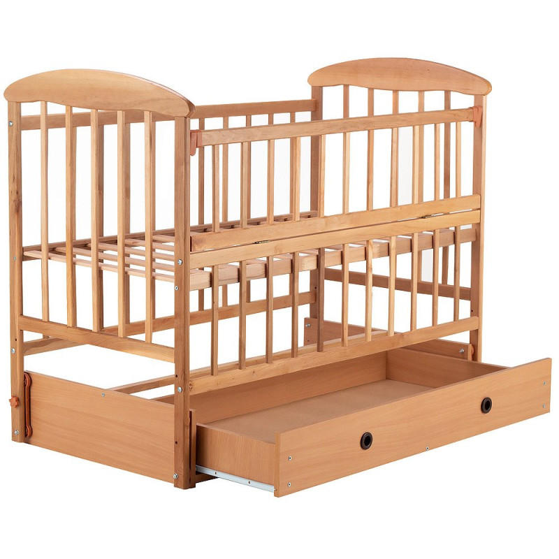 Ліжечко Наталка ОСМЯО маятник і ящик, відкидний бік у коробці вільха світла