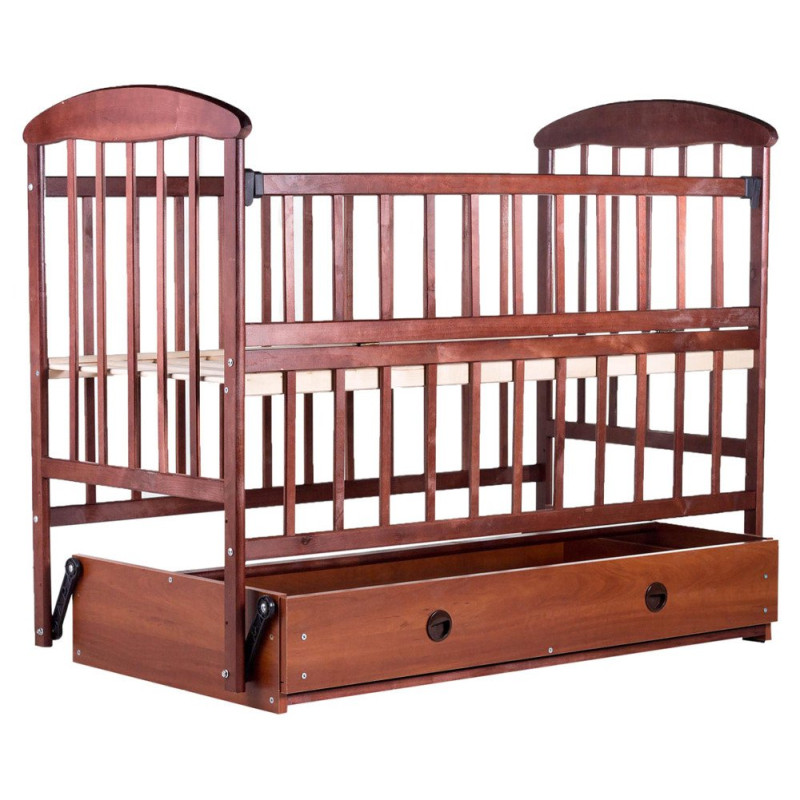 Ліжечко Наталка ОТМЯО маятник і ящик, відкидний бік у коробці вільха темна