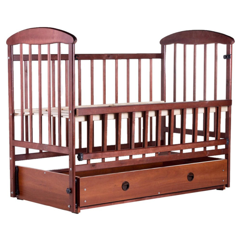 Ліжечко Наталка ОТМЯО маятник і ящик, відкидний бік у коробці вільха темна