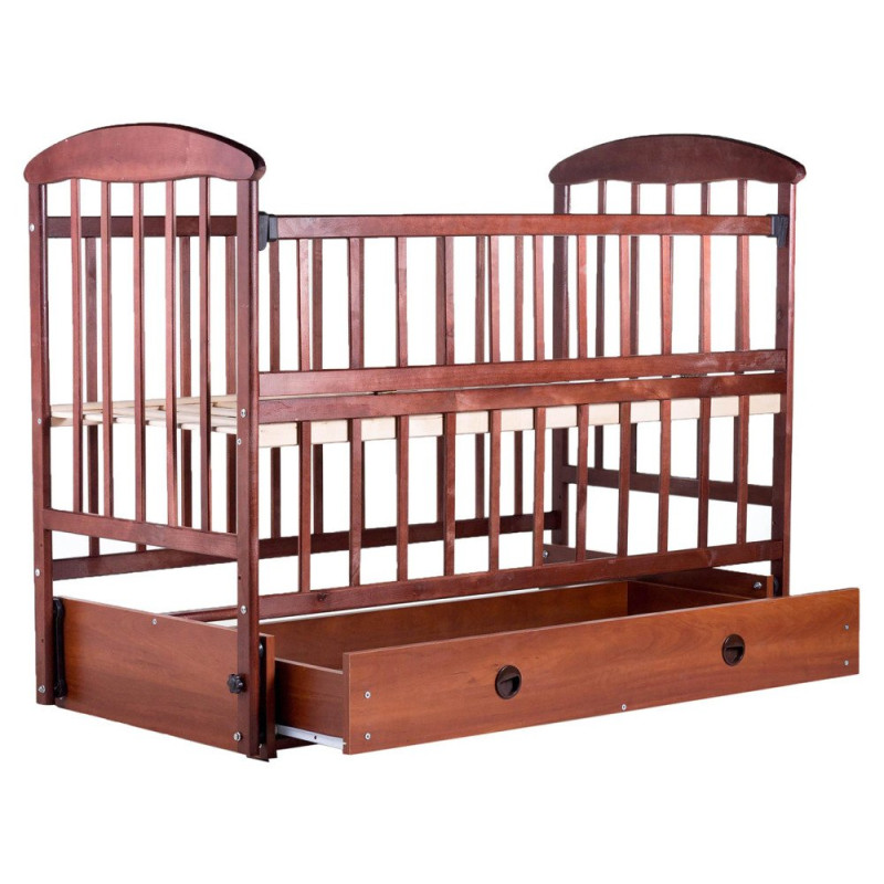 Ліжечко Наталка ОТМЯО маятник і ящик, відкидний бік у коробці вільха темна