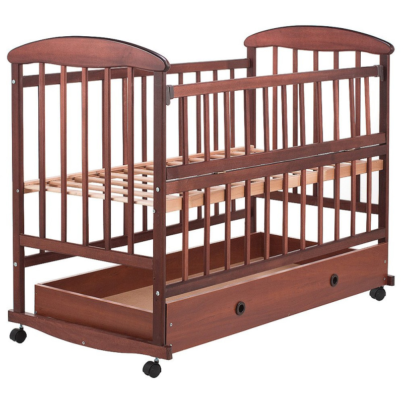 Ліжечко Наталка ОТЯО ящик, відкидний бік у коробці вільха темна