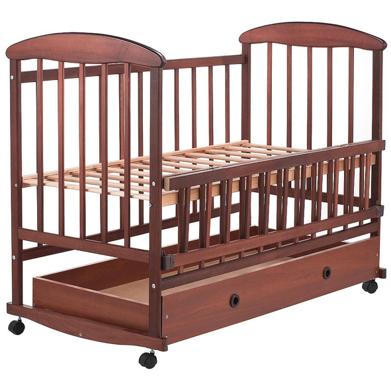 Ліжечко Наталка ОТЯО ящик, відкидний бік у коробці вільха темна