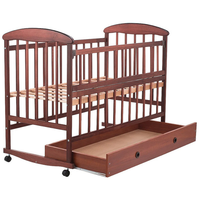 Ліжечко Наталка ОТЯО ящик, відкидний бік у коробці вільха темна