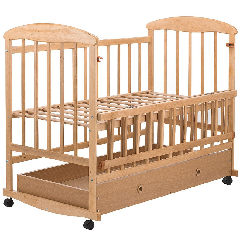 Ліжечко Наталка ОСЯО ящик, відкидний бік у коробці вільха світла