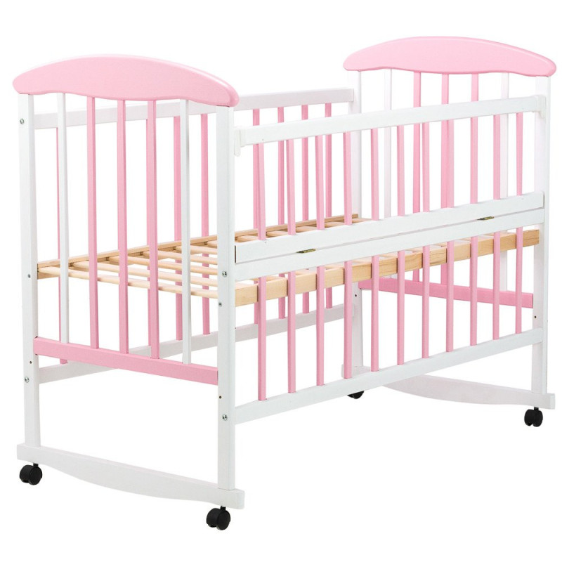 Ліжечко Наталка ОБРО відкидний бік вільха біло-рожева