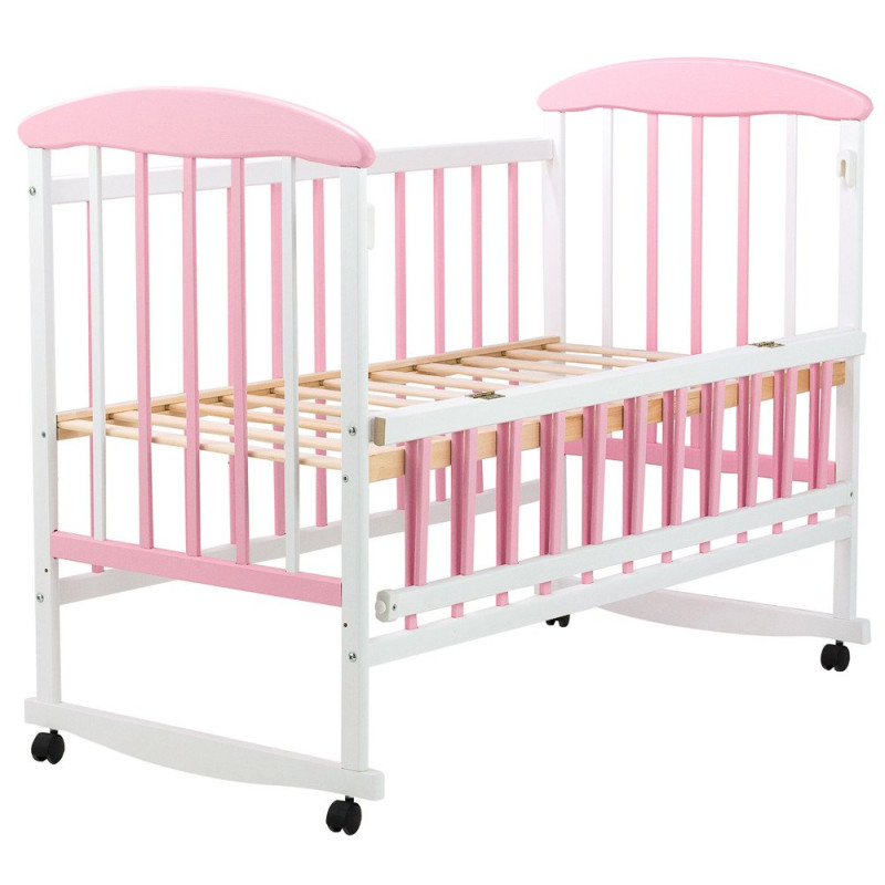 Ліжечко Наталка ОБРО відкидний бік вільха біло-рожева