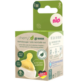 Соска Nip кругла Cherry Green латексвід 0 м М середній потік 2 шт